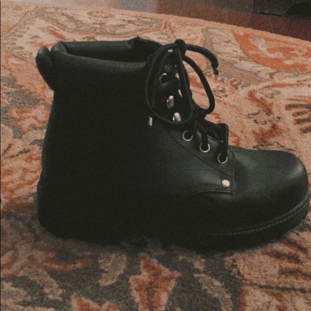 Black ankle combat boots